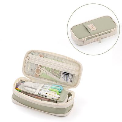 Multifunctional Cosmetic Bag Macaroon Big Capacity Double-layer Canvas Pencil Case Travel Storage Pouch School Supplies, Back to School Gift