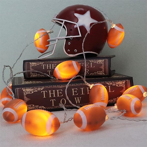 Fußball-Lichterkette, Sportball-Lichterkette, Weltfußball, USB- oder batteriebetrieben, 1,5 m, 3 m, 6 m Lichterkette, Mix aus Baseball-, Basketball- und Fußball-LED-Lichtern Image