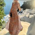 abito casual da donna abito svasato abito a pois abito lungo abito maxi abito in chiffon plissettato verde nero blu stampa senza maniche primavera estate scollo all'americana vacanza spiaggia quotidiano 2023 s m l xl