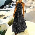 abito casual da donna abito svasato abito a pois abito lungo abito maxi abito in chiffon plissettato verde nero blu stampa senza maniche primavera estate scollo all'americana vacanza spiaggia quotidiano 2023 s m l xl