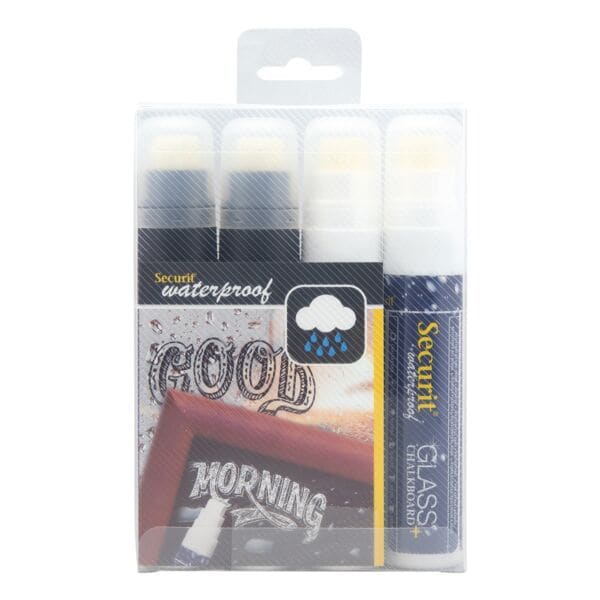 Securit 4er-Pack Kreidestifte »CHALKMARKERS Waterproof« 7-15 mm weiß weiß