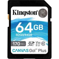 KINGSTON Speicherkarte Canvas Go Plus SD 64GB, schwarz, 64 GB, Speicherkarten