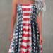 American Flag Print Tube Dress, Casual Pleated Sleeveless Dress, Women's Clothing