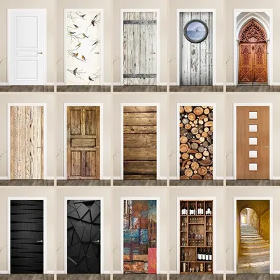 Retro Holz Design Gedruckt Tür Wrap Aufkleber Makeover Selbstklebende 3D Realistische Vintage Holz Image