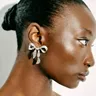 ZAA Earrings for Women Irregular Statement Metal Bowknot Drop Earrings Pearls Stud Earrings Fashion