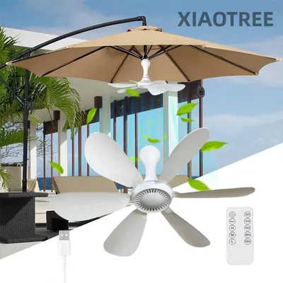 XIAOTREE USB Fan Silent 6-blade Ceiling Fan 4-speed Hanging Fan for Camping Bed Camping Outdoor Hanging Camper Tents