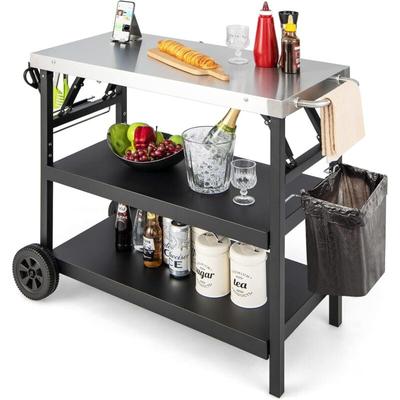 Grilltisch, 3-stufiger mobiler Esstischwagen mit verstellbarem Regal, Handyhalterung, Gewürzregal, Image