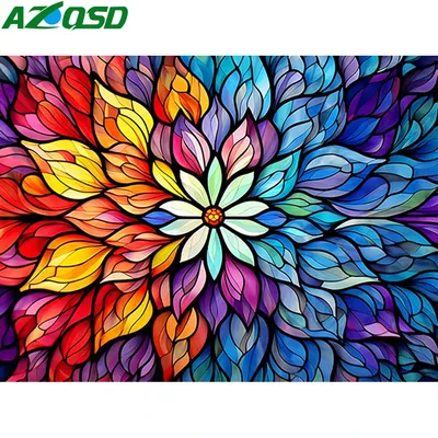 AZQSD Diamond Painting Mandala Flower Handmade 5d Diy Needlework Floral Embroidery Mosaic Cross