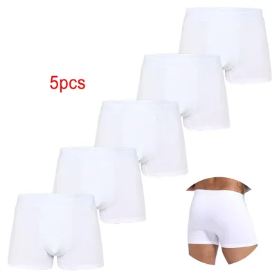5 stücke Pack Weiß 2024 Männer Boxer Shorts Höschen Polyester Unterwäsche Männliche Marke Und Image
