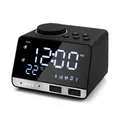 Hot K11 Altoparlante sveglia radio 4.2 compatibile con Bluetooth con 2 porte USB Sveglia digitale a LED Decorazione domestica Orologio da tavolo