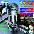 Adattatore per caricabatteria per telefono da auto USB con cavo retrattile Monitor di tensione LED 4 in 1 ricarica super veloce per iPhone Samsung Huawei