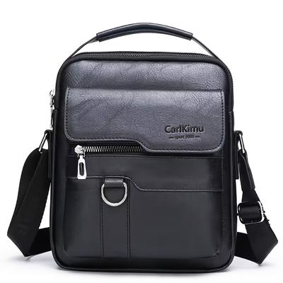 TEMU Carlkimi Men's Business Casual Satchel Bag, Khaki With Studded , Lightweight Daily Shoulder Bag With Adjustable Strap, Zipper Closure, Polyester Image