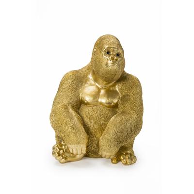 Dekofigur Sitzender Affe, gold, H39cm