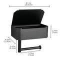 Porte-papier hygiénique avec rangement et étagère, support mural pour porte-papier hygiénique de salle de bain noir mat, distributeur de lingettes humides jetables dans les toilettes en acier inoxydable - cachez vos lingettes à la vue