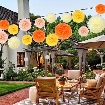 """all-occasion"" 16-piece Paper Flower Ball Set In 4 Colors - Perfect For Weddings, Birthdays & Holiday Decorations, Indoor/outdoor Use"