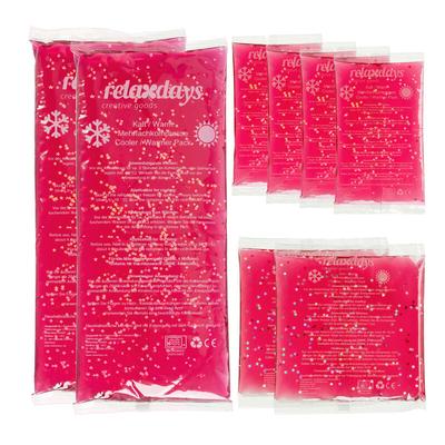 Relaxdays Kühlpads, 8er Set, 3 Größen, Kalt Warm Kompressen, Kühlpacks Gel, wiederverwendbare Image