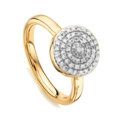 Gold Fiji Large Button Stacking Ring Diamond