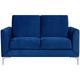 Beliani - Modern Retro Upholstered 2 Seater Sofa Loveseat Velvet Fabric Navy Blue Fenes