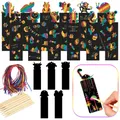 12 pz Segnalibri Magico Graffi Bastone di Bambù Penna Corde Graffi Arcobaleno Bambini Puzzle Disegno Giocattoli Fatti A Mano FAI DA TE Arte TMZ