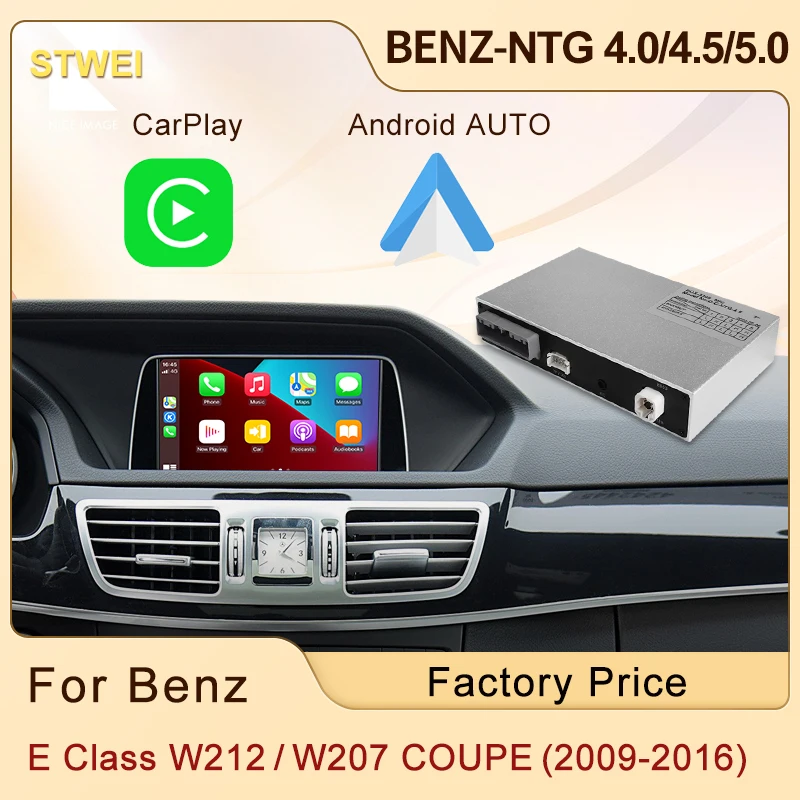 STWEI Drahtlose CarPlay Android Auto Module Für Mercedes Benz E Klasse W212 W207 COUPE NTG 4,0 4,5 5,0 Spiegel Reverse Kamera Image