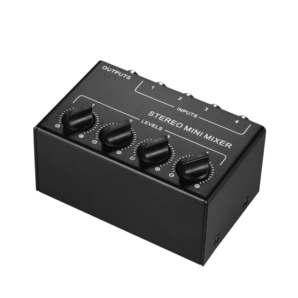 Mixer stereo passivo portatile CX400 Dispenser stereo per mixer audio piccolo a 4 canali con ingressi RCA per apparecchiature DJ da studio dal vivo