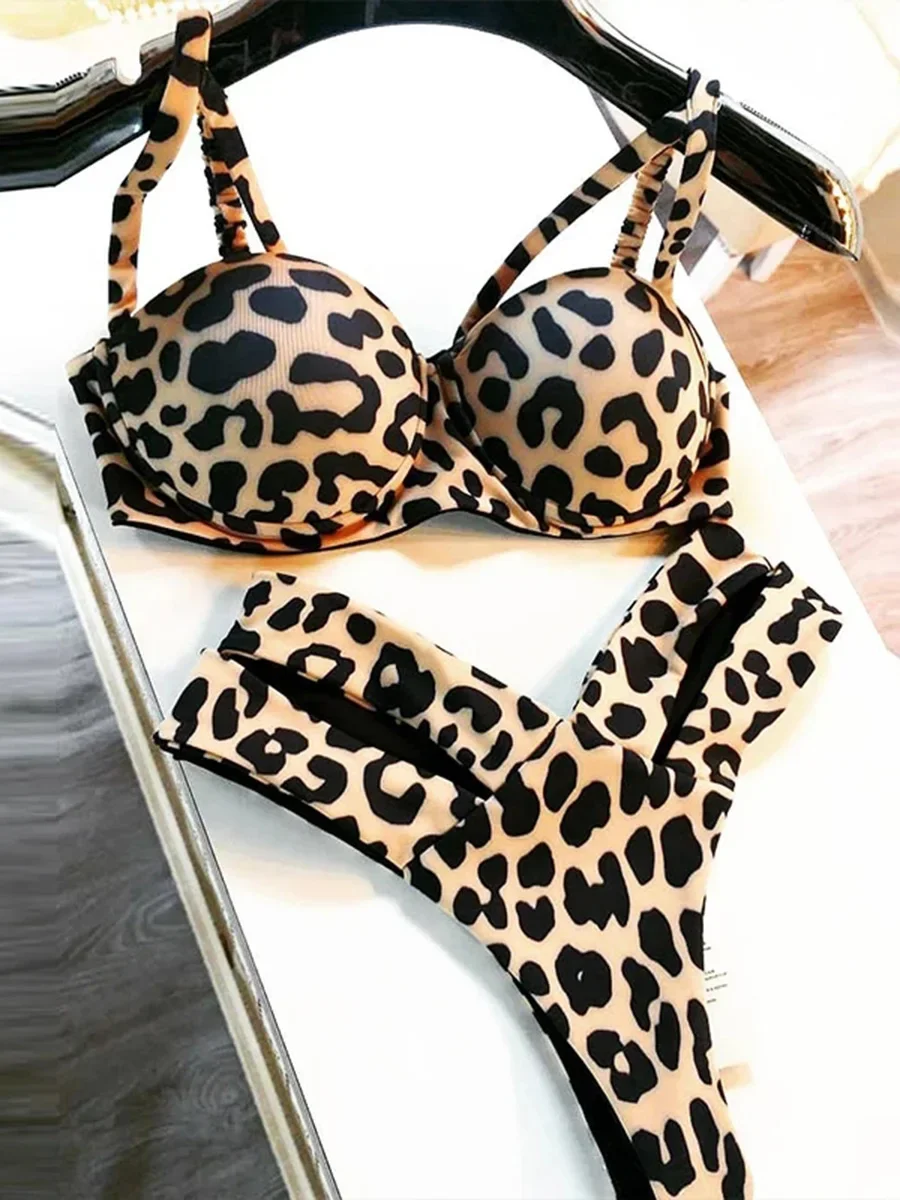 Leoparden-Bikini mit Hoher Taille und Push-Up-BH 2026 Damen-Badeanzug Zweiteiliger Bikini-Set mit Hohem Beinausschnitt Image