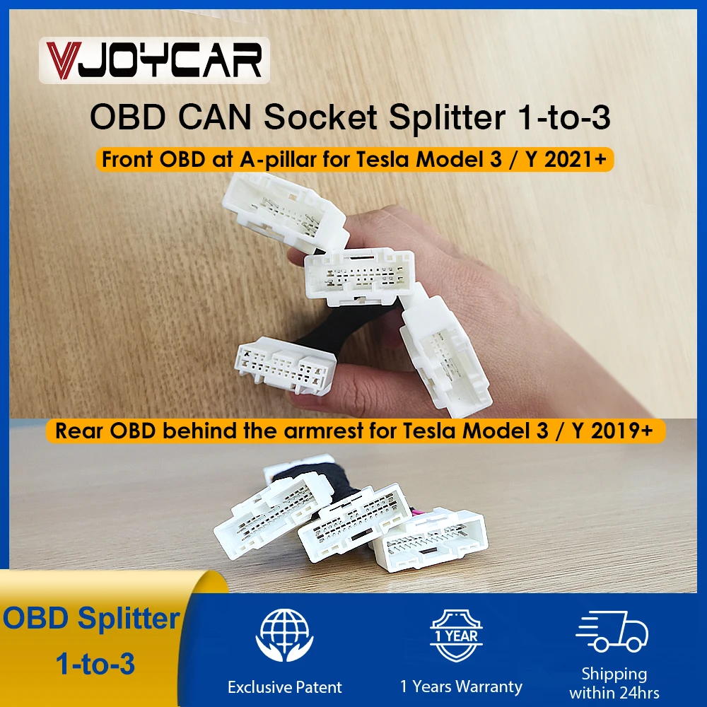 Für Tesla OBD Splitter 1-zu-3 OBD KÖNNEN Buchse Stecker 12PIN 20PIN 26PIN Ein-zu-Drei Stecker Adapter Rechts Vorne Tür A-säule Image