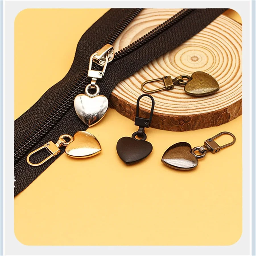 Mehrfarbige Herz Reiß verschluss Abzieher Ersatz Metall Reiß verschluss Rucksack Reiß verschluss Reparatur für Mäntel Jacken Hosen Gepäck, Verschlüsse, Sewin Image