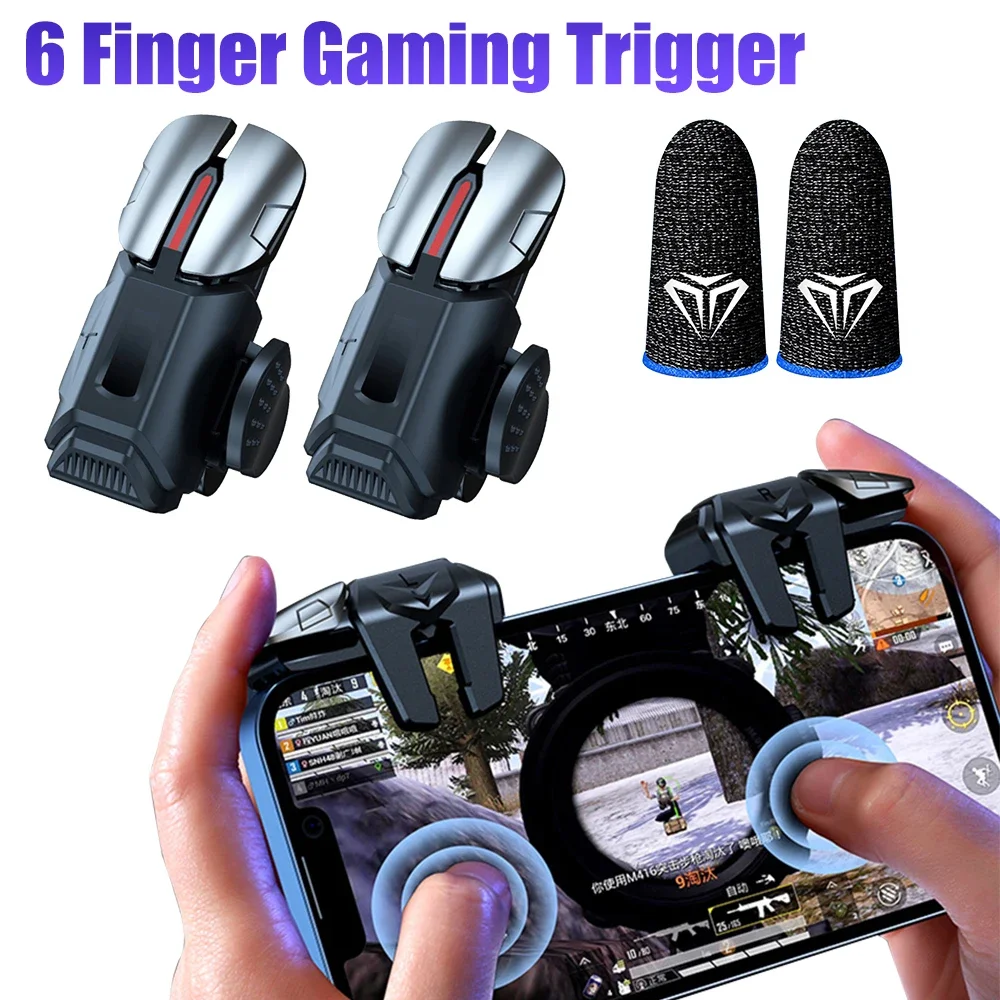 G21 1 Paar 6 Finger Game Controller für Pubg Game Mobile Gamepad Trigger Joystick Shooter Fire Button Controller für Pubg Mobile Image