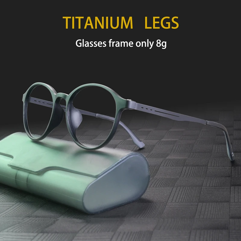 KOCOLIOR Neue Gummi Titan Anti Blau Licht Lesebrille Angepasst Optische Runde Rahmen Presbyopie Brille für Männer und Frauen Image