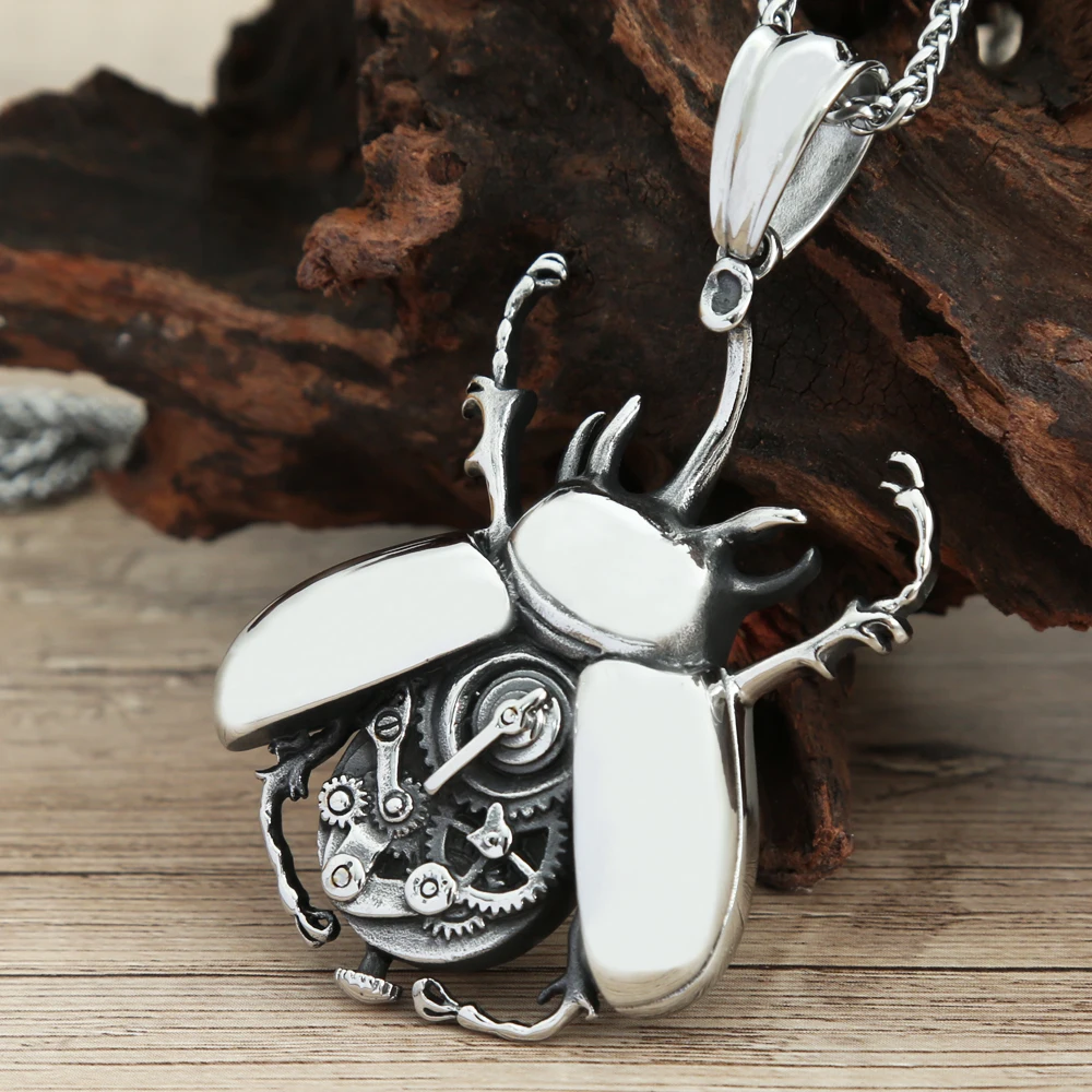 Vintage Steampunk Mechanische Getriebe Käfer Anhänger Für Männer 316L Edelstahl Mode Biker Heavy Metal Schmuck Geschenke Großhandel