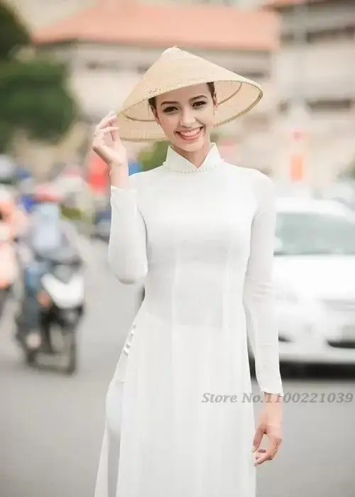 2025, Damen-Aodai-Kleid, traditionelle Kleidung, Vietnam-Robe und Hose, Set, Vietnam-Kostüme, verbessertes ethnisches Cheongsam-Kleid Image