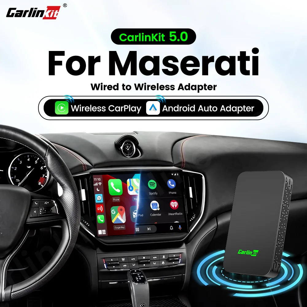 CarlinKit 5.0 CarPlay Android Auto Wireless Adapter Dongle für Maserati Ghibli Levante Quattroporte GT Cabrio 2017–2023 Image