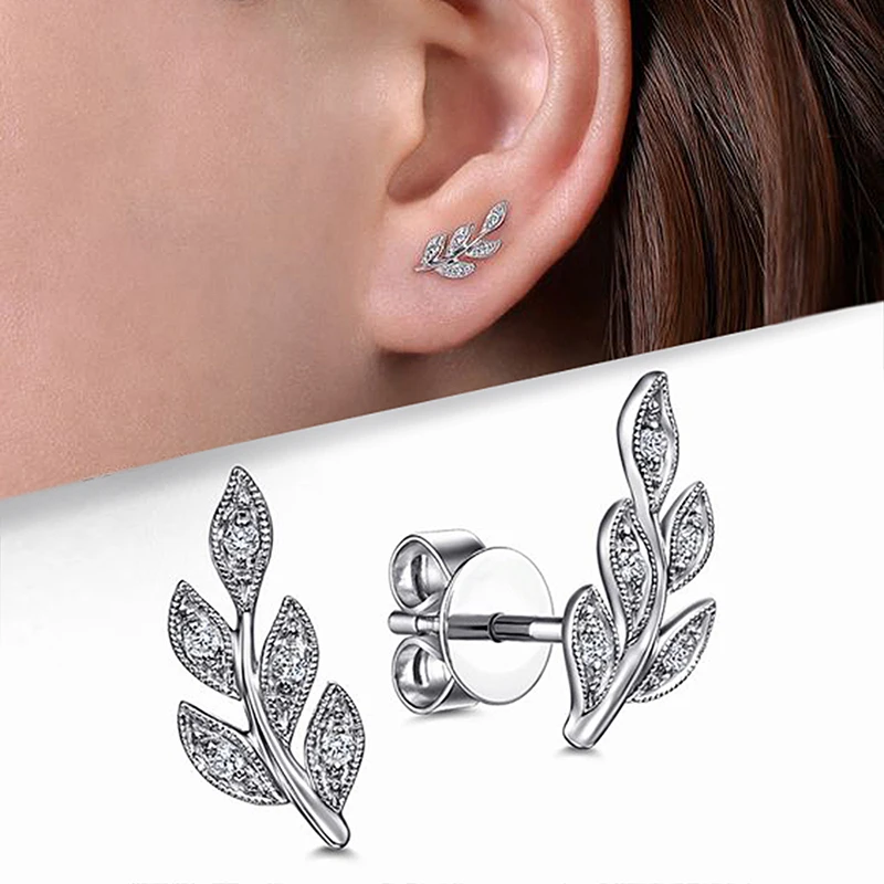 Huitan Ohrstecker in Blattform, silberfarben, Ohrschmuck für Damen, Alltagskleidung, minimalistisches Geschenk, Statement-Schmuck 2023 Image