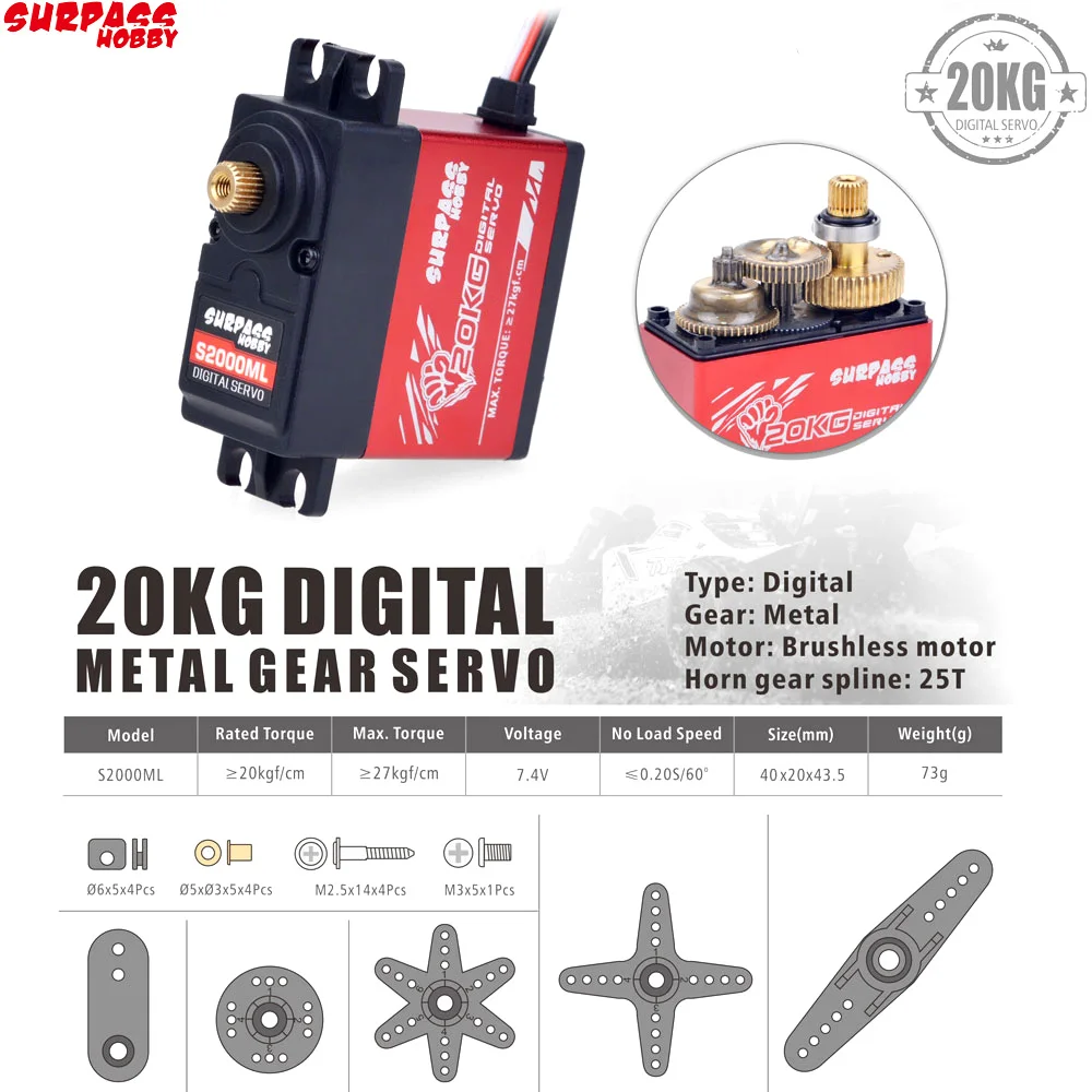 ÜBERTREFFEN Hobby S2000ML 20KG Digital Metal Gear servo RC Auto Servo für High-Speed RC Auto Flugzeug RC Boot Smart Roboter RC Modell