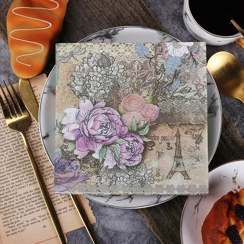 20 teile/paket 33*33 cm Neue Pylon Druck Servietten Bunte Papier Servietten Schmetterling Knochen Bart Handgemachte DIY Material papier Tischset Image