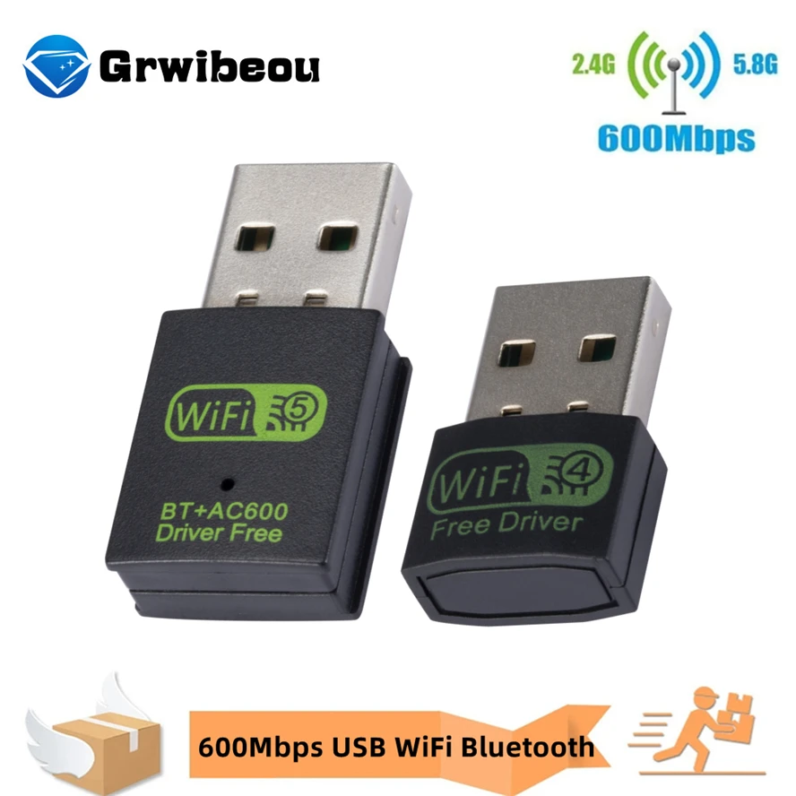 600 Mbit/s USB-WLAN-Bluetooth-Adapter Dual Band 2,4 5,8 GHz kabelloser externer Netzwerkempfänger USB-WLAN-Dongle für PC Laptop Desktop Image