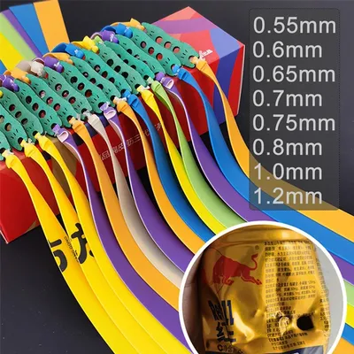 Outdoor Sports 6pcs 0.55-1.2 mm Rubber Band Powerful Hunting Accessories Flat Elastic Band For