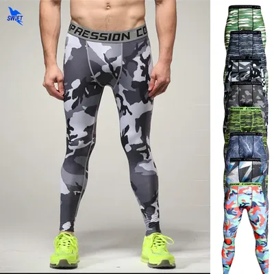 Camouflage Base Layer Compression Pants Running Tights Men Soccer Training Fitness Sport Leggings