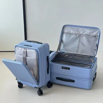 2025 New 20-inch PC Hard Shell Lightweight Roller Travel Expandable Multifunctional Front Opening Suitcase Cabin Trolley Case