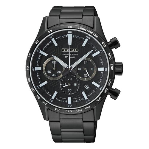 Seiko - Herrenuhr Seiko Chronograph schwarz - edelstahl Herrenuhren 1 ct