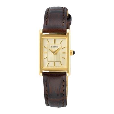 Seiko - Damen uhr Seiko gold farbend - edelstahl und leder Damenuhren 1 ct