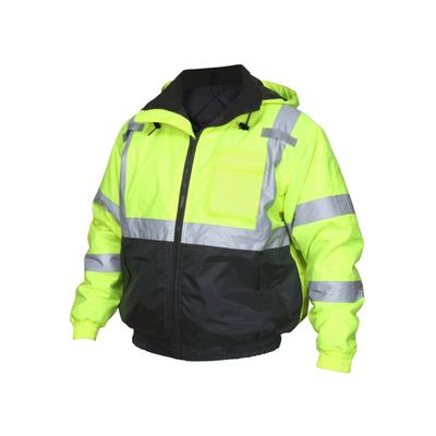 MCR Safety Two Tone Value Quilted Rain Jacket with Silver Reflective Stripes ANSI 107 Class 3 Fluorescent Lime S VBBQCL3LS