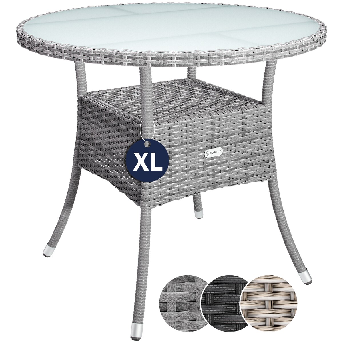 CASARIA® Polyrattan Balkontisch Beistelltisch Rund Ø 80cm Grau Image