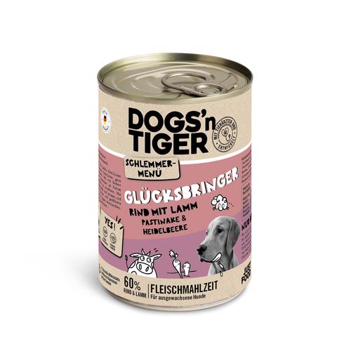 6 x 400 g Dogs’n Tiger Menu gourmet au bœuf, à l’agneau, au panais et aux myrtilles, nourriture humide pour chien
