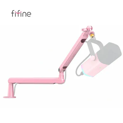 FIFINE Microphone Low Profile Boom ,Metal Adjustable Mic Arm with Cable Management/C-Clamp for Streaming AM8,K688-BM88P-Pink
