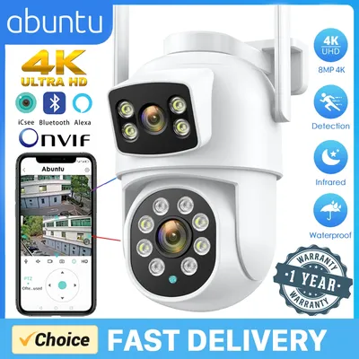 8MP 4K PTZ WIFI Camera Dual Lens Dual Screen IP Camera Outdoor 4MP HD Auto Tracking Security