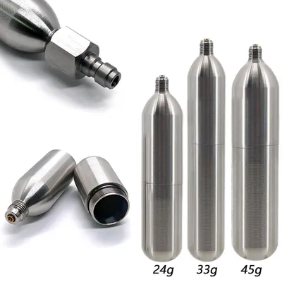 3/8-24unf 24g 45g 33g CO2 Cartridges High Pressure Stainless Steel Rechargeable Cylinder for Oxygen Training Scuba Rescue Vest