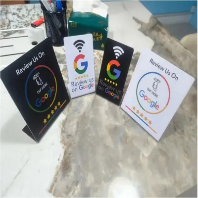 13.56Mhz programmable Google Review Card NFC station table NFC Google Reviews display bending card