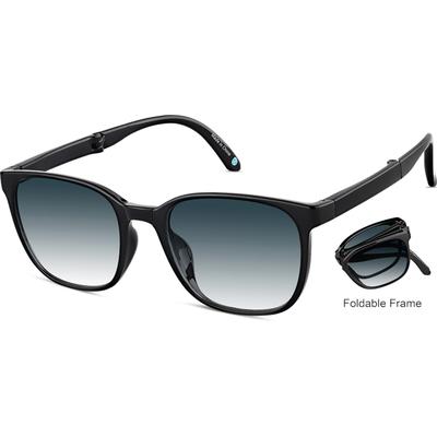 Zenni Square Rx Sunglasses Black Plastic Full Rim Frame